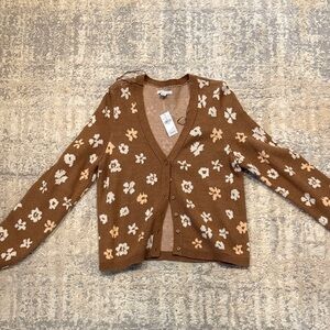 American Eagle Outfitters Floral Tan Cardigan
